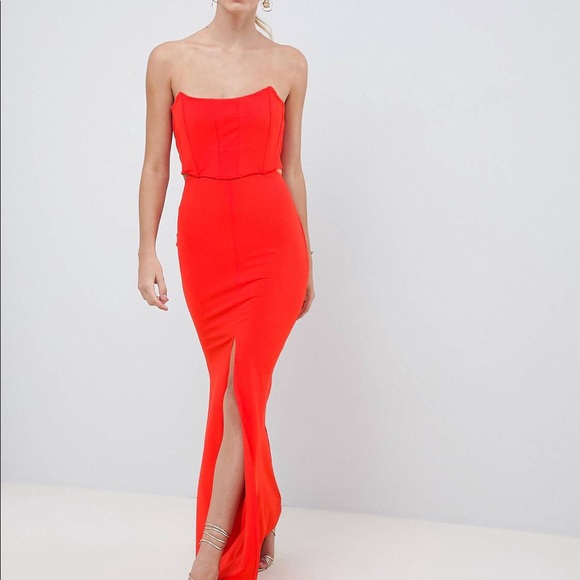 1 left! NWT formal corset strapless gown with slit - Picture 2 of 8